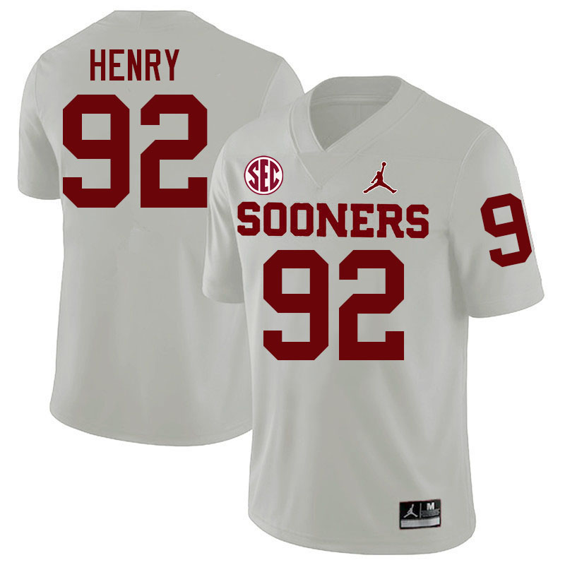 Oklahoma Sooners #92 Jacob Henry College Football Jersey Stitched-White